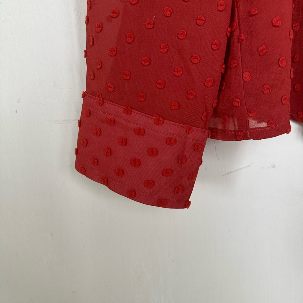 Burnt Orange Polka Dot J. Crew Long Sleeve Blouse Size S NWT - Picture 4 of 10